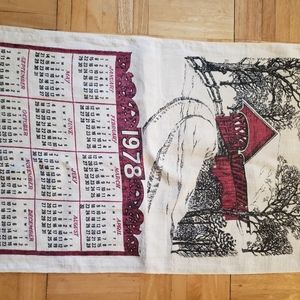 1978 calendar towel, vintage kitchen decor